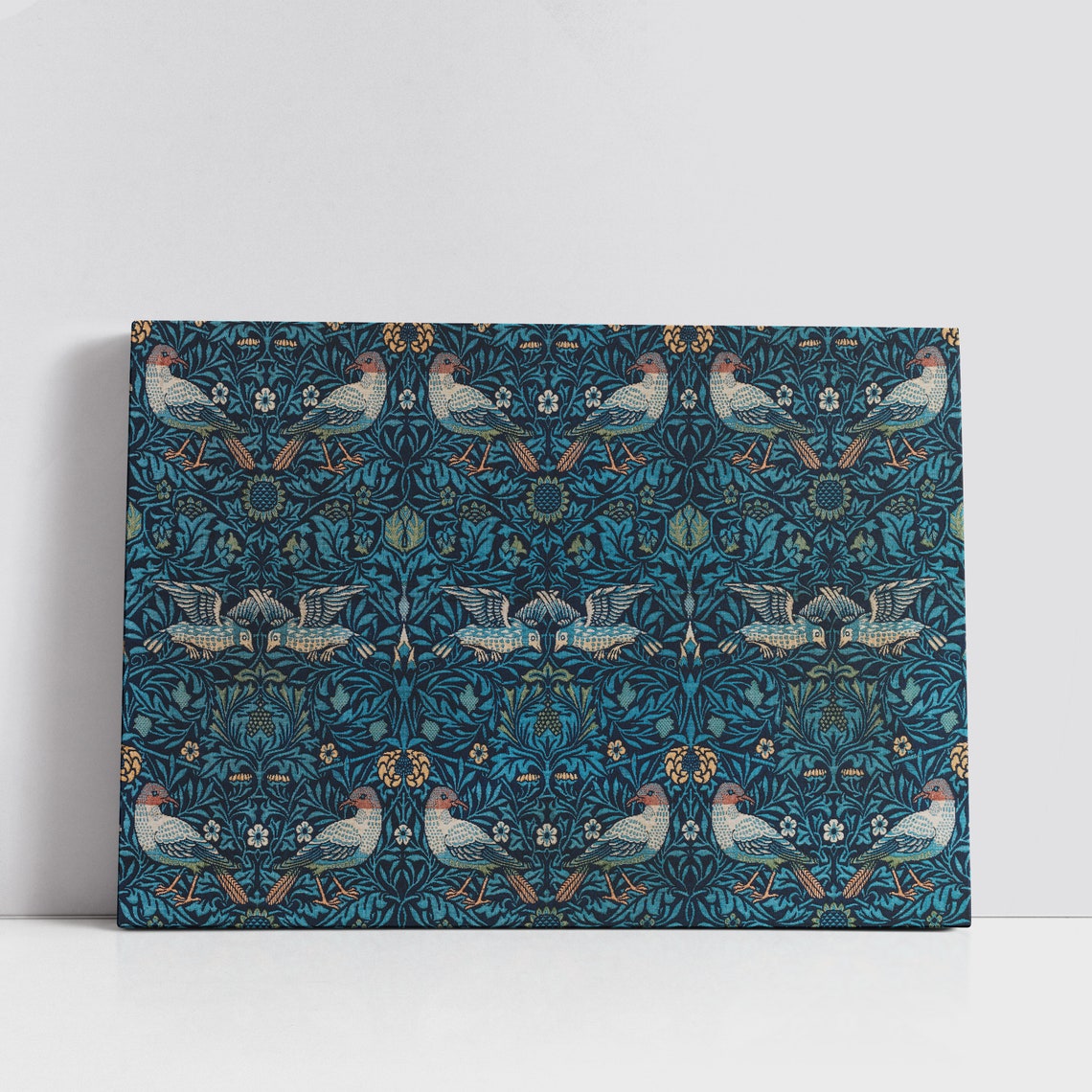 William Morris Birds Navy Floral Birds Tapestry Pattern Vintage Poster - Image 2