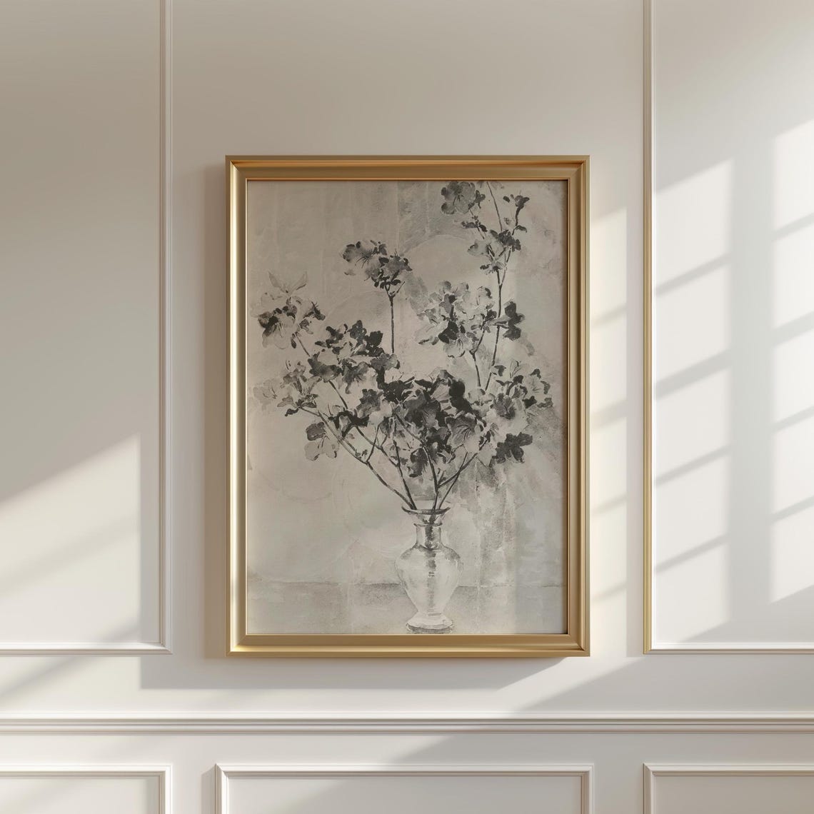 Monochrome Ink Wash Flower Vase in Serene Asian Style Art Poster - Image 5