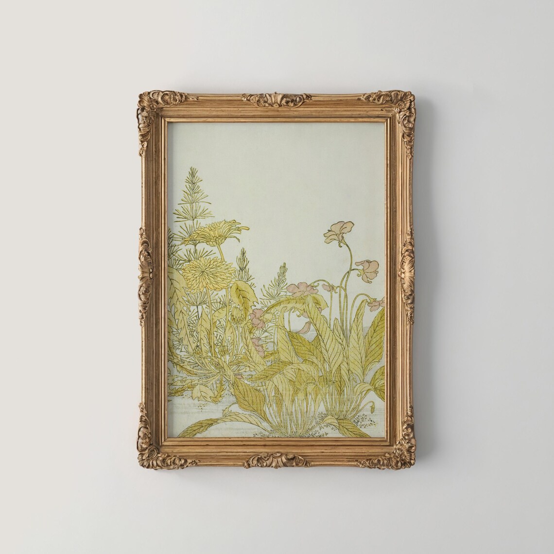 Art Nouveau Wild Grasses Pale Wildflowers Japonisme Style Poster