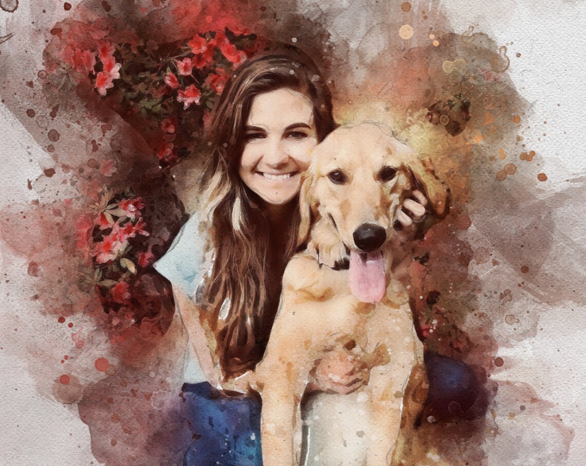 Watercolor Custom Pet Portrait Art Print, Dog Memorial Gift - Image 2