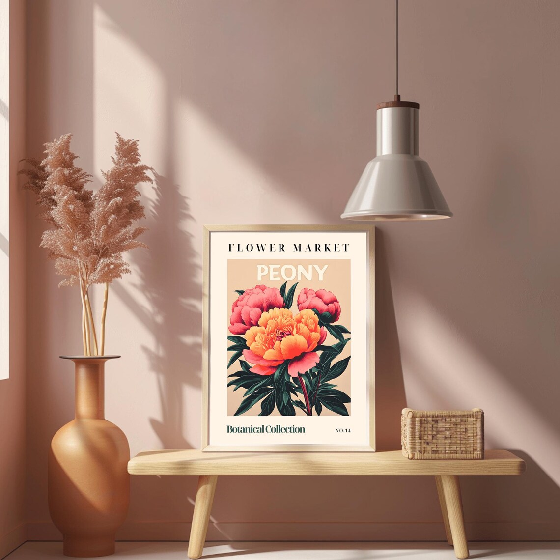 Peony Flower Market Botanical Collection No.14 Coral Bloom Poster - Image 3