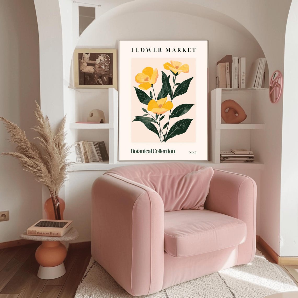 Modern Flower Market Botanical Collection No.6 Yellow Blooms Art Print - Image 3