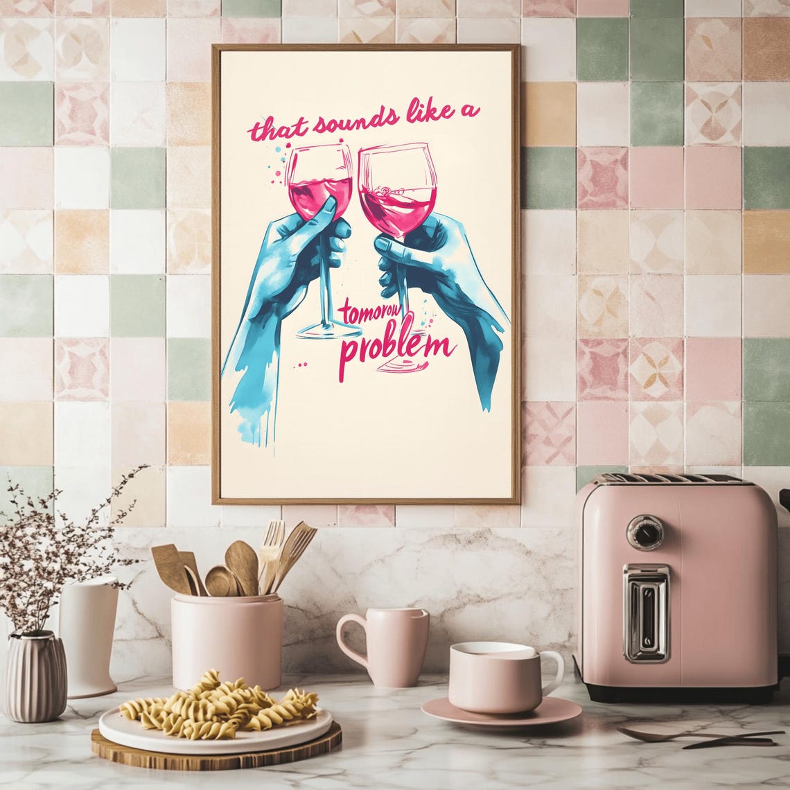Cheeky Wine Glasses Clinking Funny Bar Cart Quote Art Decor Poster - Image 2