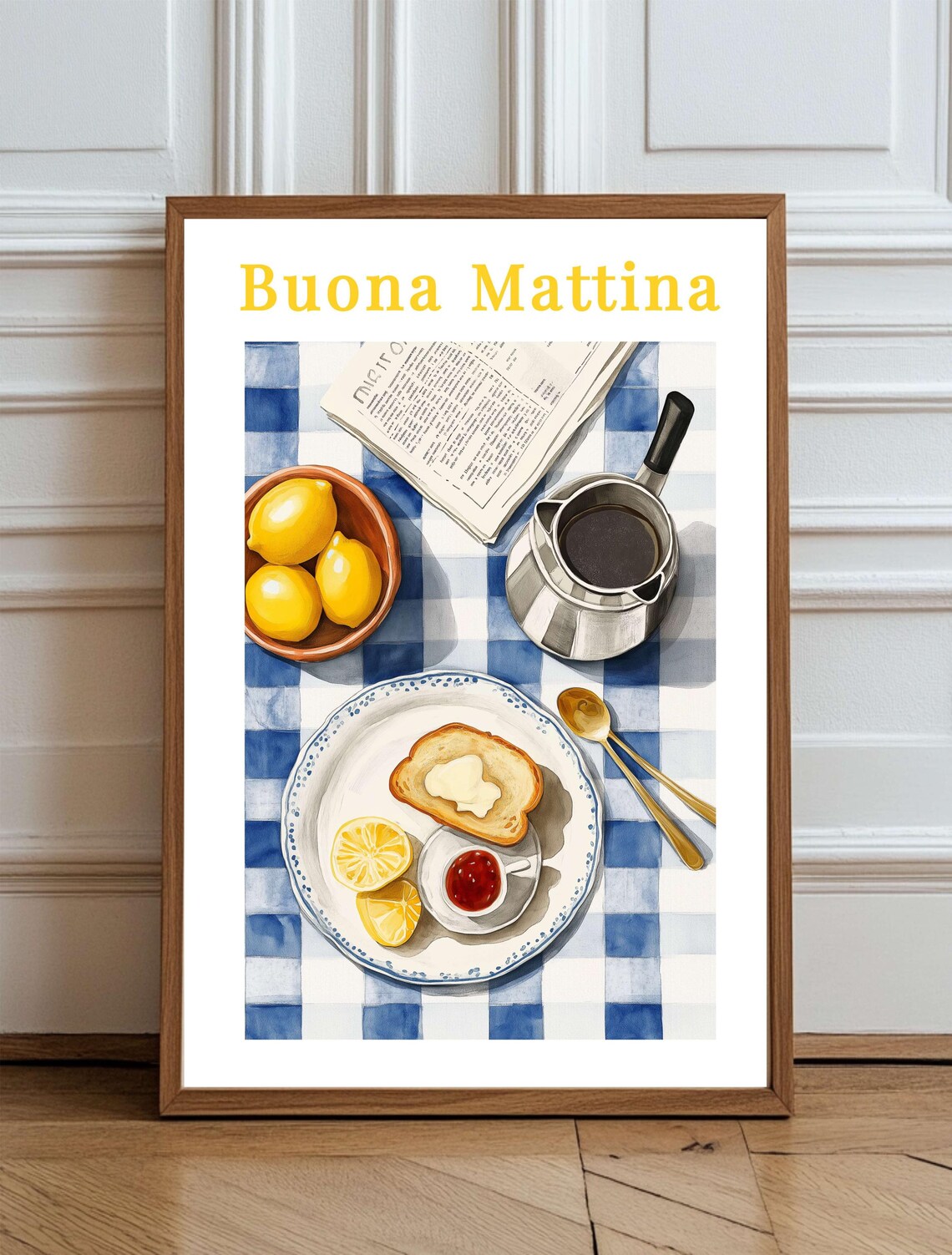Buona Mattina Italian Moka Coffee Lemon Toast Breakfast Poster
