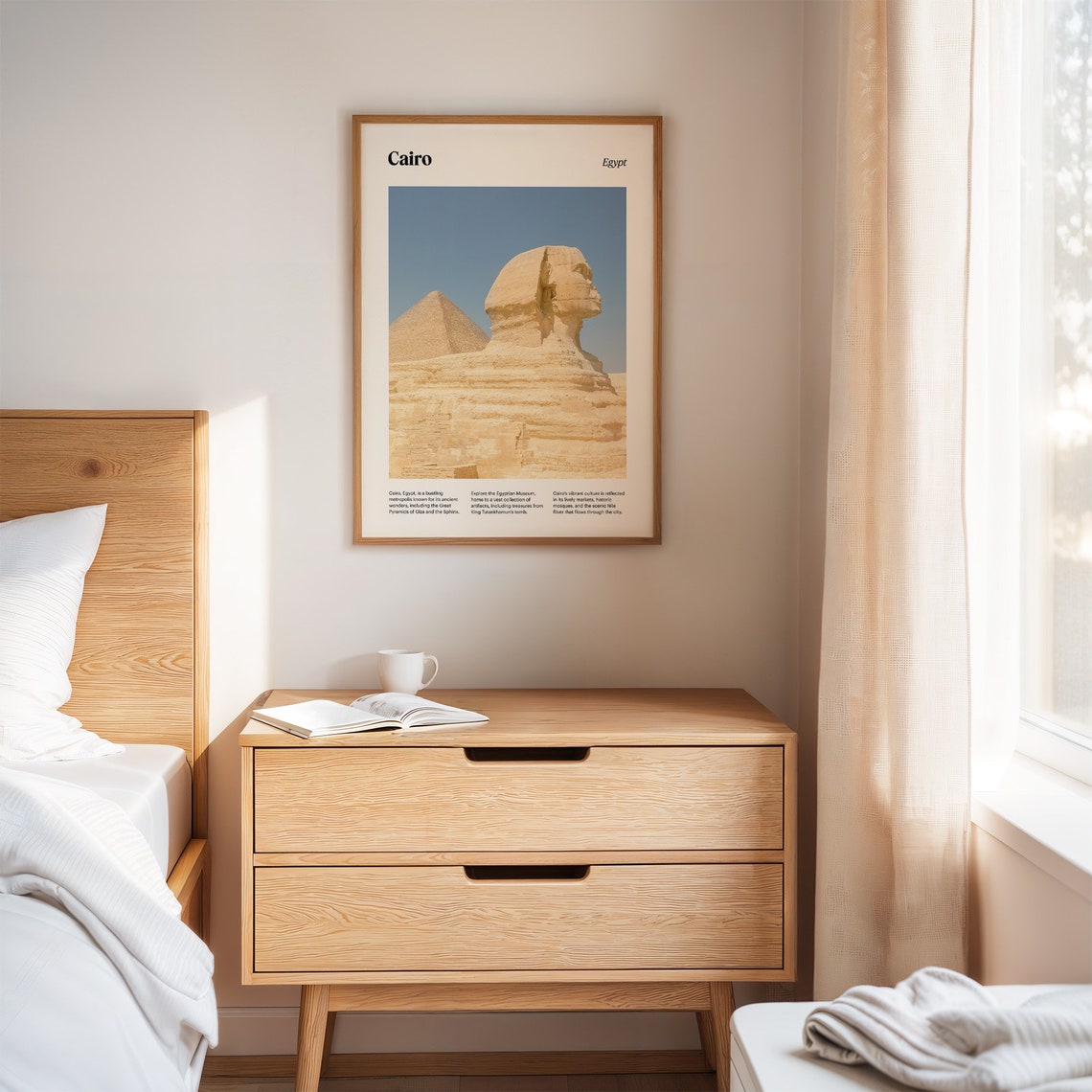 Cairo Egypt Great Sphinx Giza Pyramid Desert Wonders View Poster - Image 2