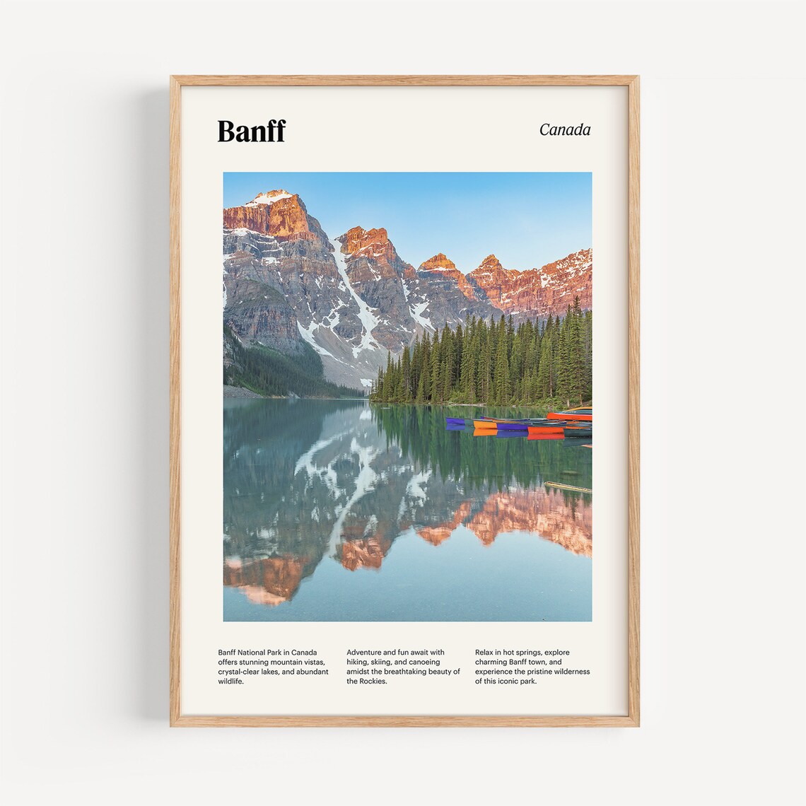 Banff National Park Moraine Lake Canoes Reflection Travel Poster - Image 4
