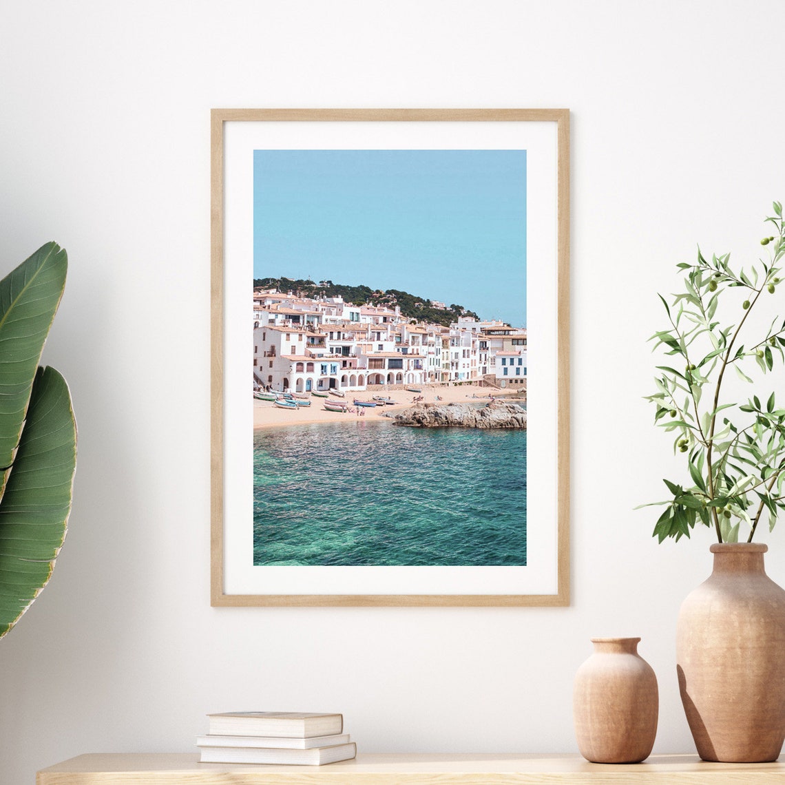Cadaques Spain Turquoise Bay Beach Boats Coastal Travel Poster