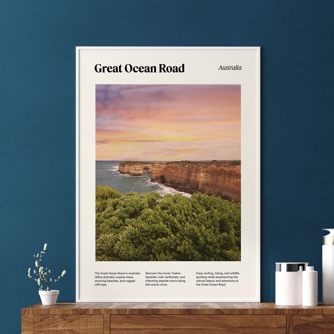 Great Ocean Road Australia Sunset Coastal Cliffs Travel Poster