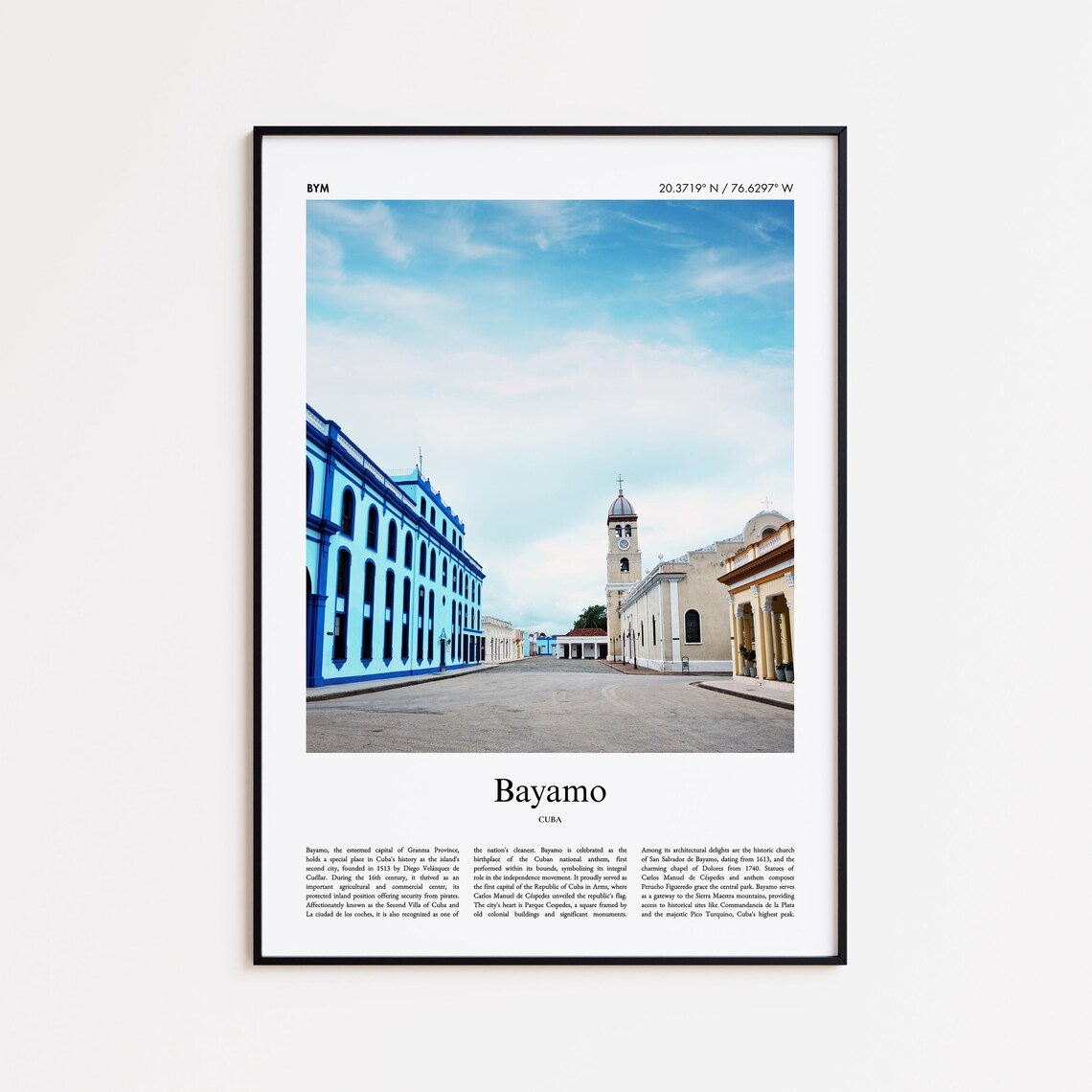 Bayamo Cuba Cuban Blue Colonial Street Real Photo Travel Poster
