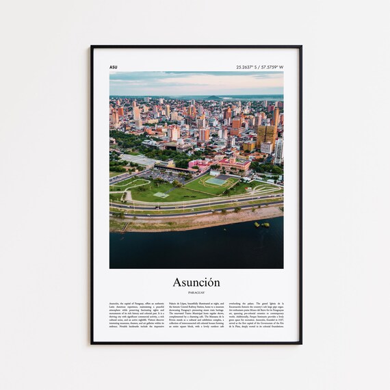 Asuncin Color Print Real Photo Poster Asuncion Travel Gift Paraguay Minimal City Wall Art