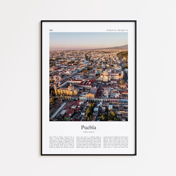 Heroica Puebla De Zaragoza Color Print Real Photo Poster Travel Gift Mexico Wall Art