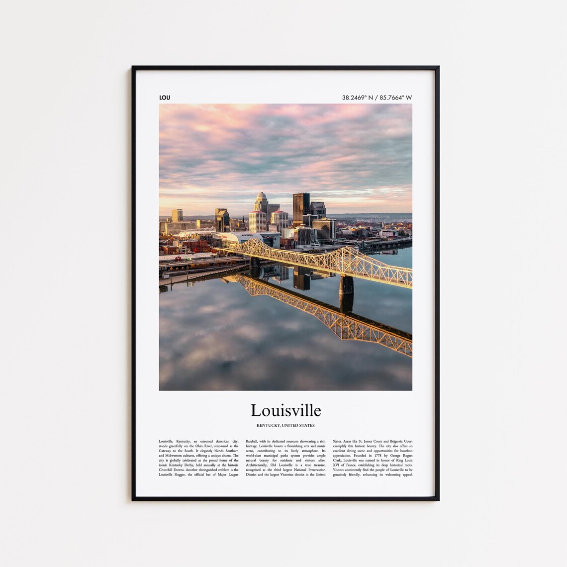 Louisville Color Print Real Photo Poster Travel Gift Kentucky United States Usa Wall Art