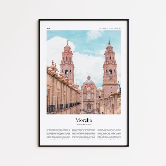Morelia Color Print Real Photo Poster Travel Gift Michoacan Mexico Minimal City