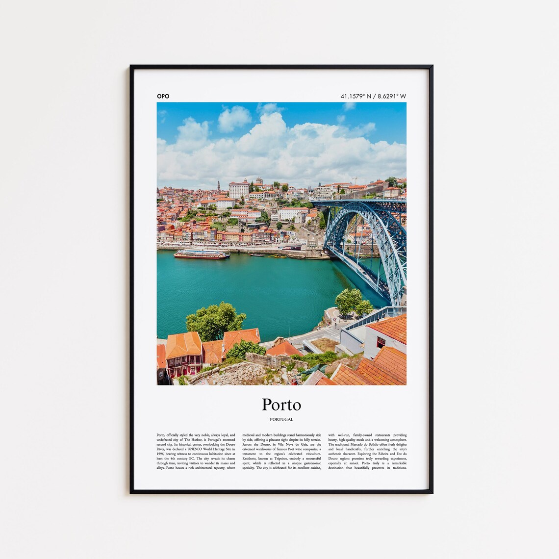 Porto Minimal City Travel Poster, Portugal Print