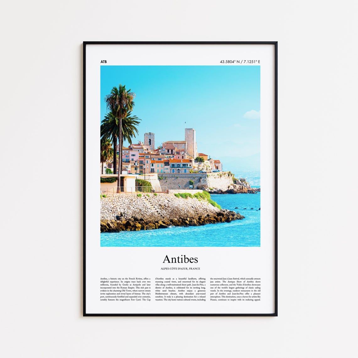 Antibes France Riviera Cliffside Old Town Palm Tree Beach Poster