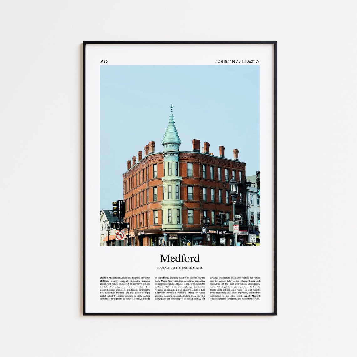 Medford Massachusetts Historic Brick Building Photo Travel Poster
