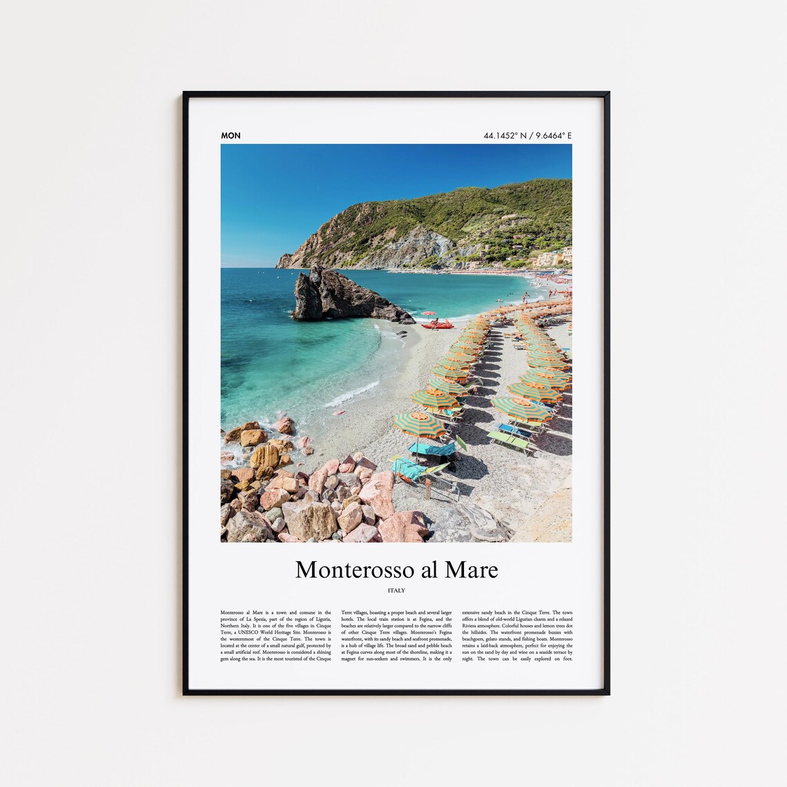 Monterosso al Mare Italy Cinque Terre Beach Photo Travel Poster