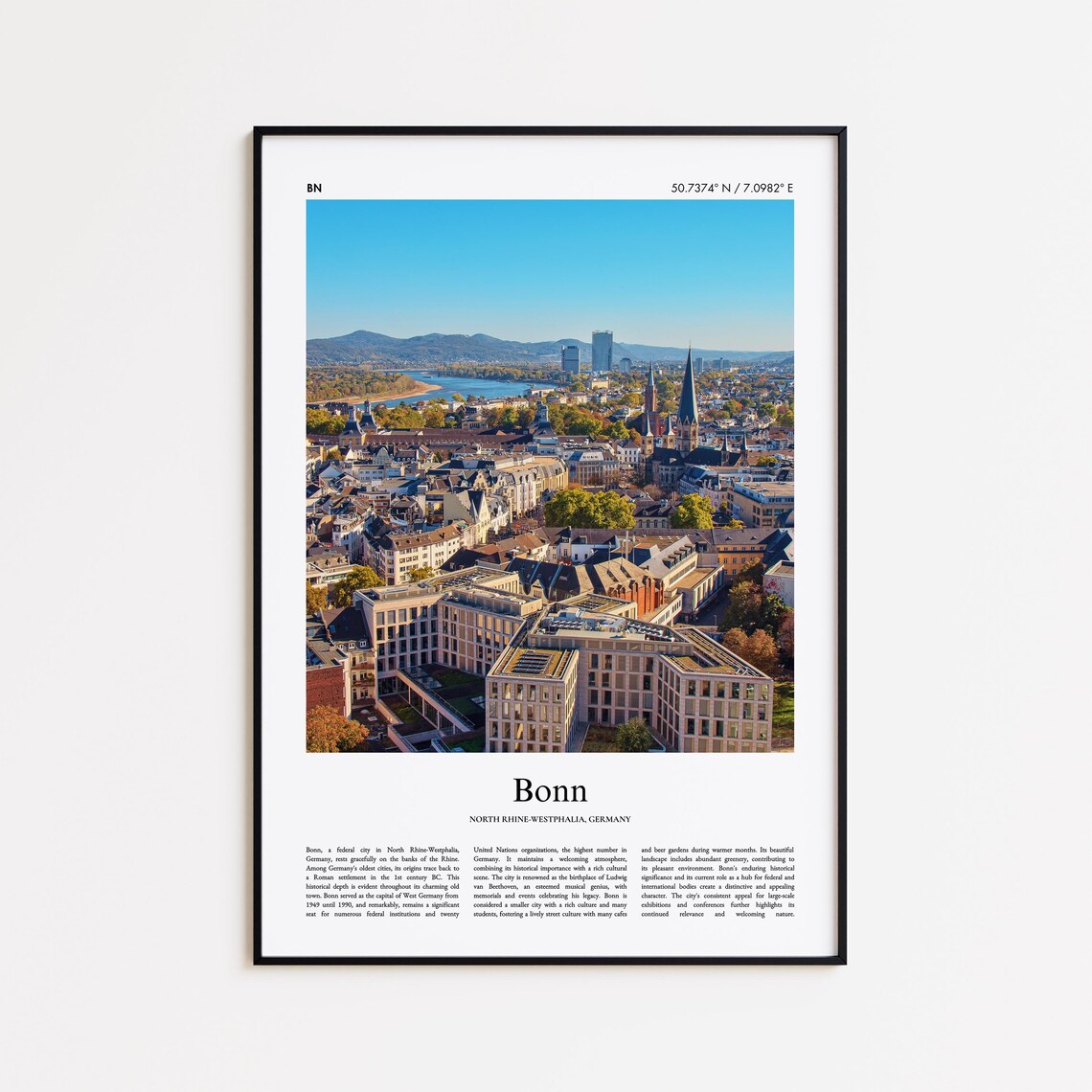 Bonn Germany Rhine River Cityscape Scenic Photo Travel Poster