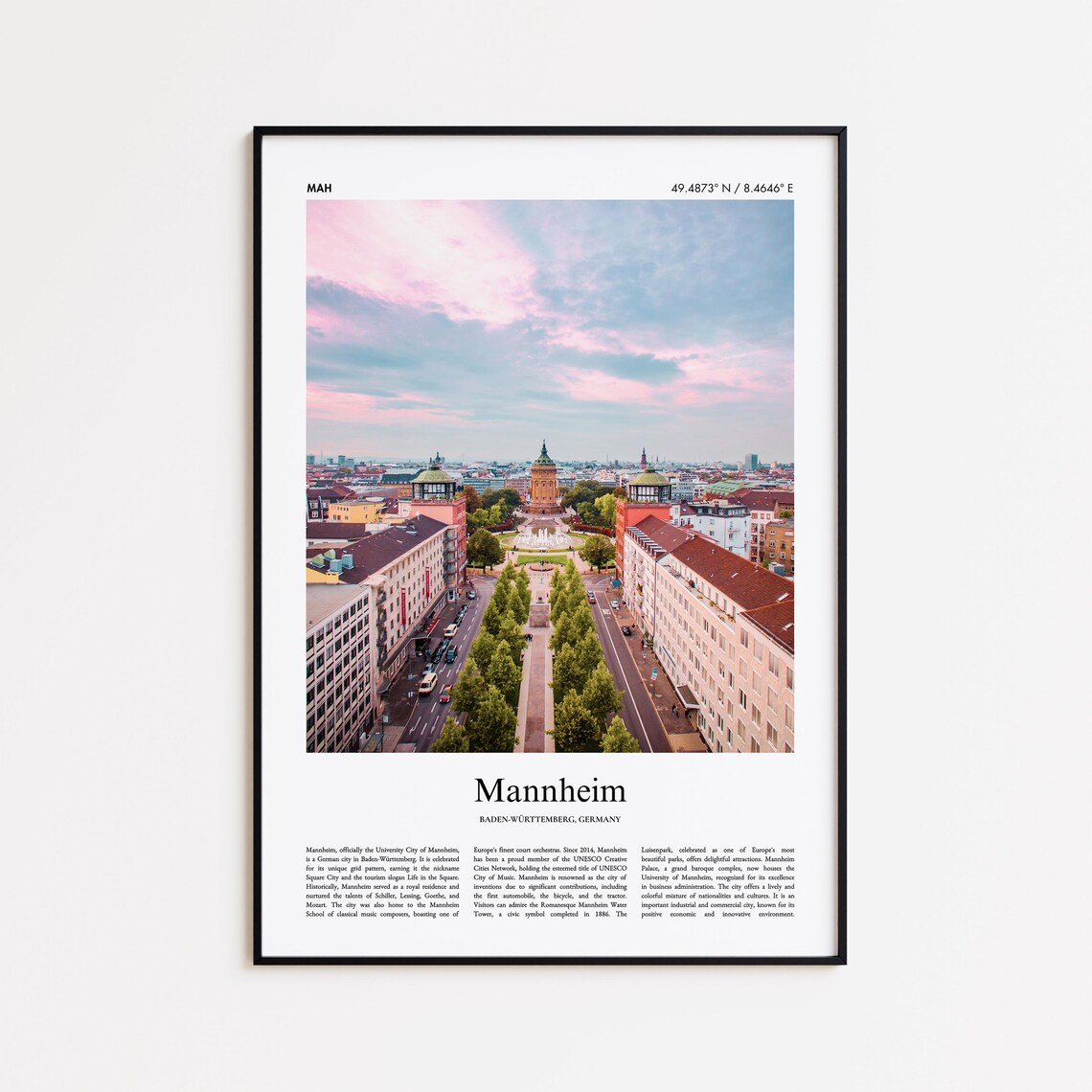 Mannheim Germany Square City Sunset Photo Travel Gift Poster
