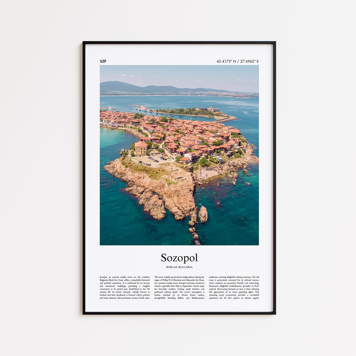 Sozopol Bulgaria Ancient Seaside Peninsula Aerial Photo Poster
