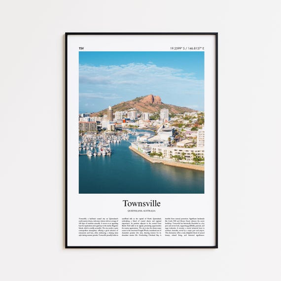 Townsville Color Print Real Photo Poster Travel Gift Queensland Australia Minimal City