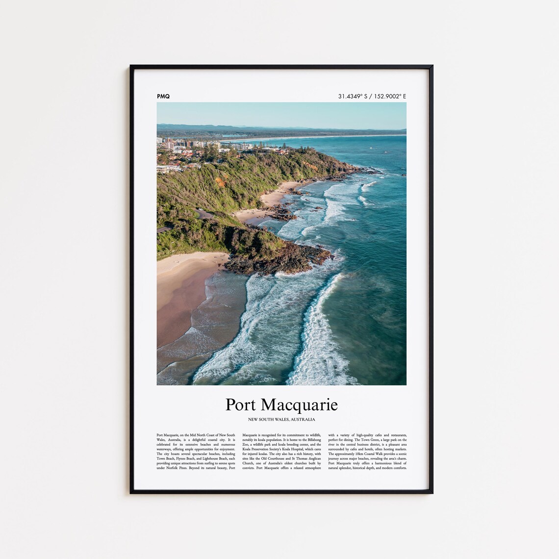 Port Macquarie New South Wales Coastal Aerial Color Photo Poster