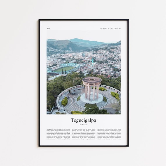 Tegucigalpa Color Print Real Photo Poster Travel Gift Honduras Minimal City