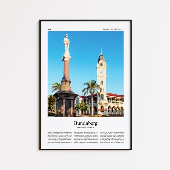 Bundaberg Color Print Real Photo Poster Travel Gift Queensland Australia Minimal City
