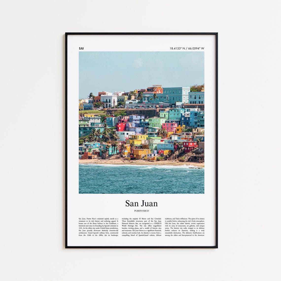 San Juan Puerto Rico Colorful Old Town Coast Minimalist Poster