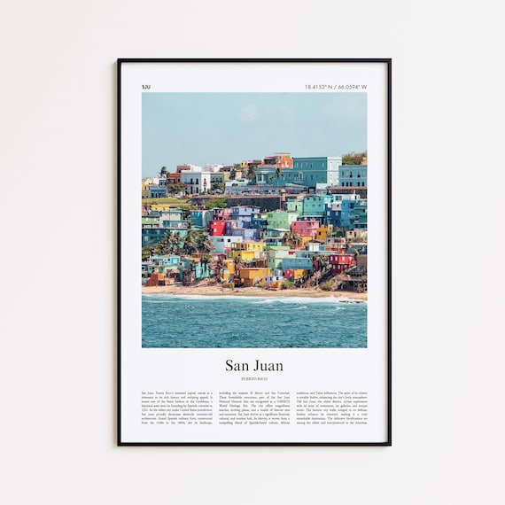 San Juan Color Print Real Photo Poster Travel Gift Puerto Rico Minimal City Wall Art