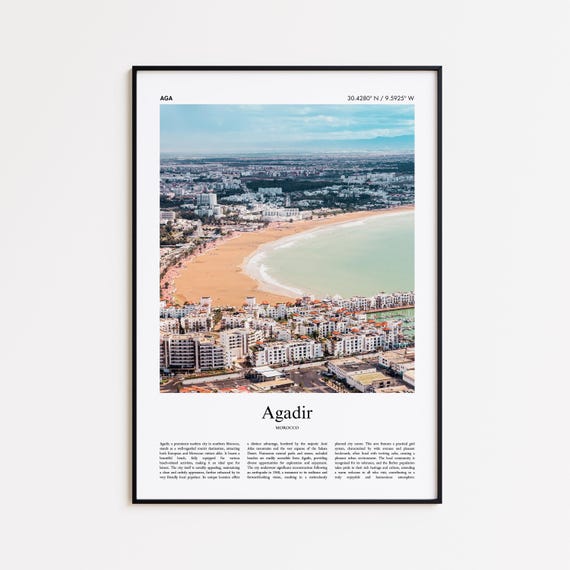 Agadir Color Print Real Photo Poster Travel Gift Morocco Minimal City Wall Art