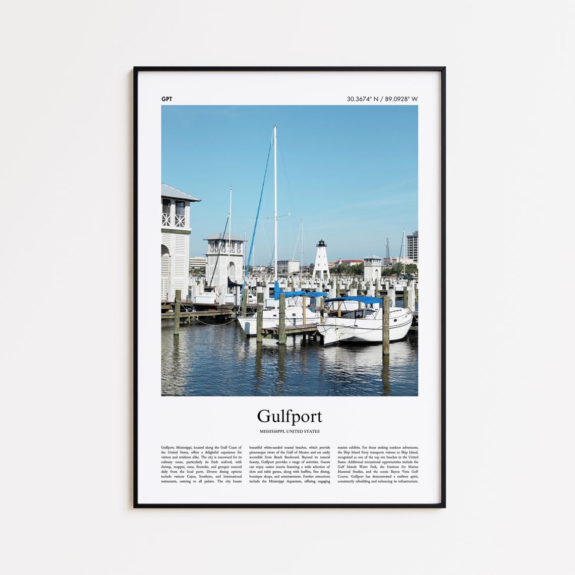 Gulfport Color Print Real Photo Poster Travel Gift Mississippi United States Usa Minimal
