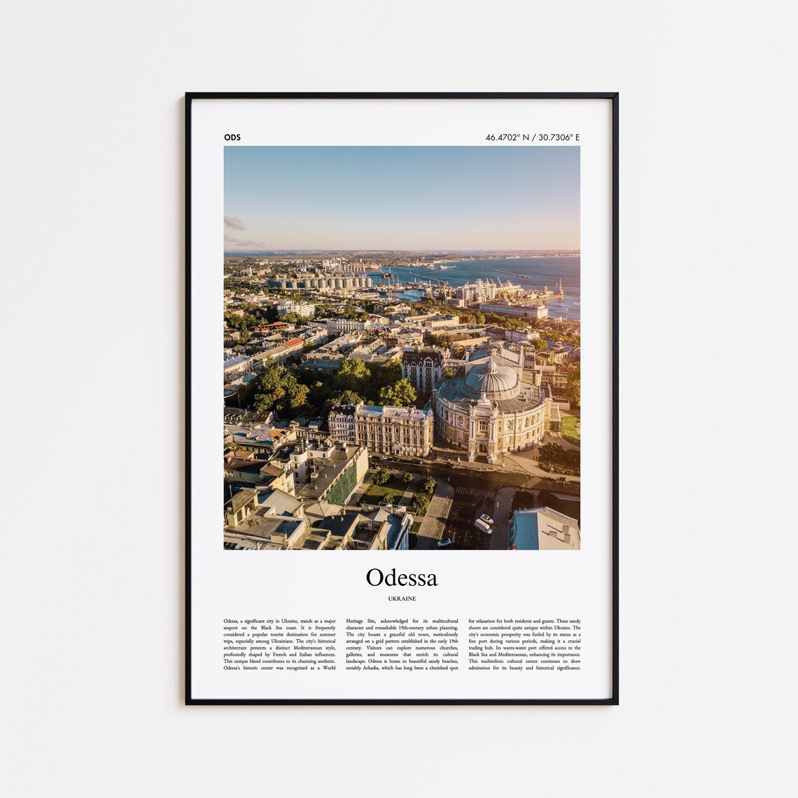 Odessa Ukraine Black Sea Port City Aerial Photo Travel Poster
