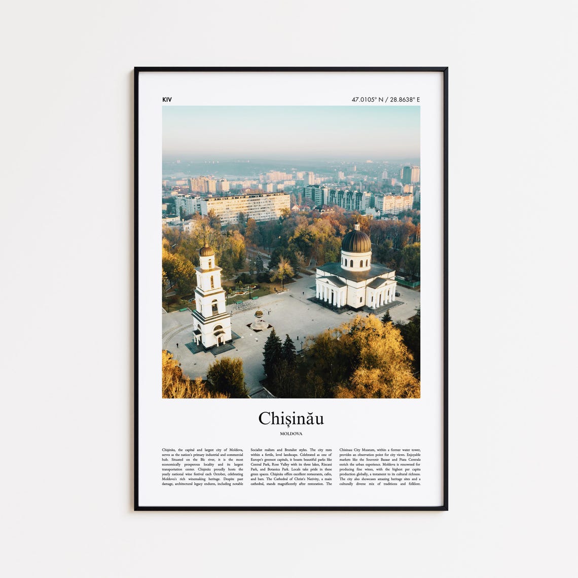 Chisinau Moldova Cathedral Bell Tower Autumn Real Photo Travel Poster