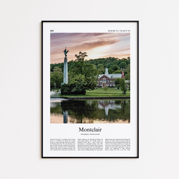 Montclair New Jersey Memorial Park Lake Sunset Travel Poster