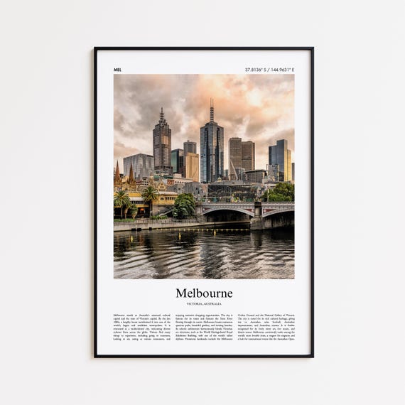 Melbourne Color Print Real Photo Poster Travel Gift Victoria Australia Minimal City