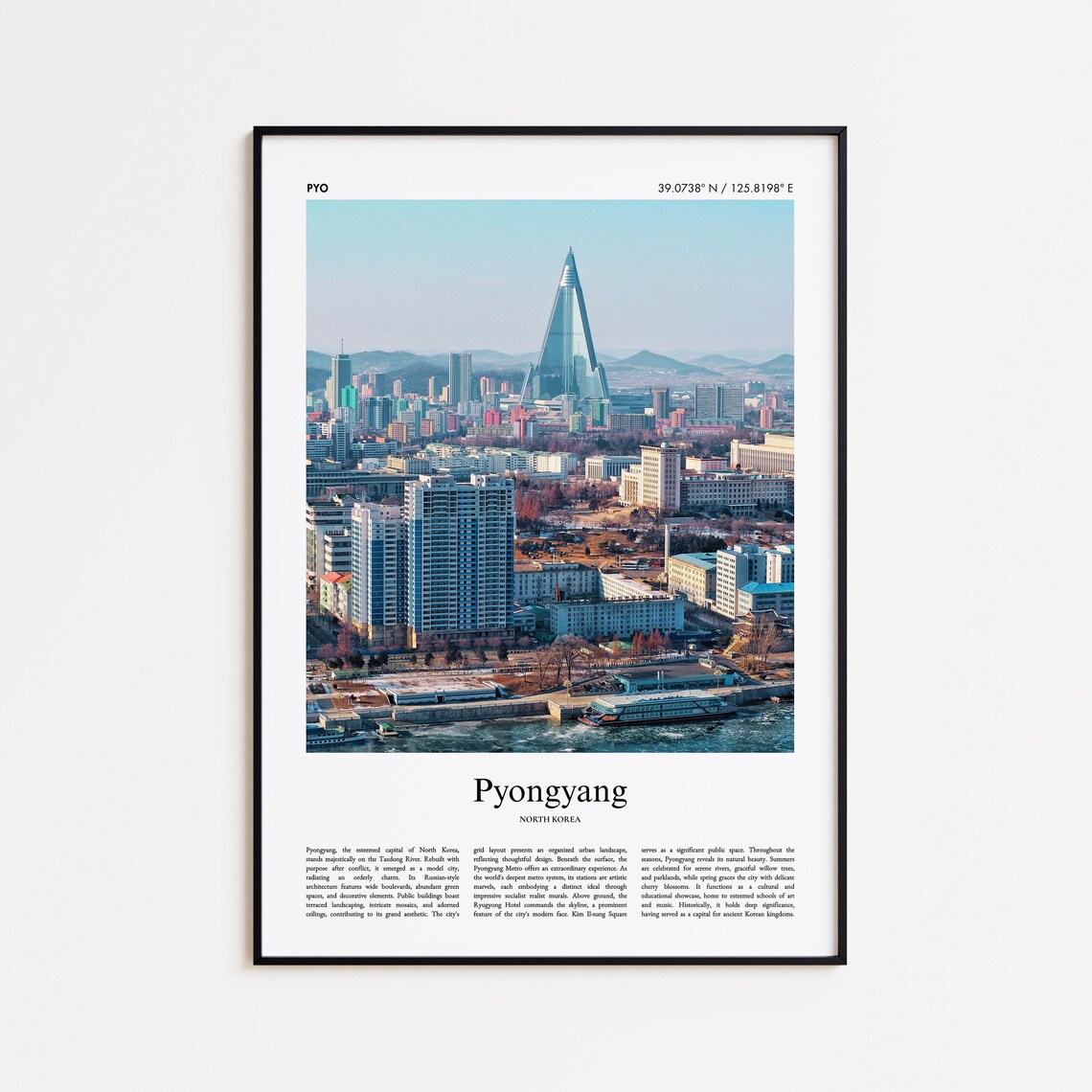 Pyongyang North Korea Skyline Ryugyong Hotel City Photo Poster