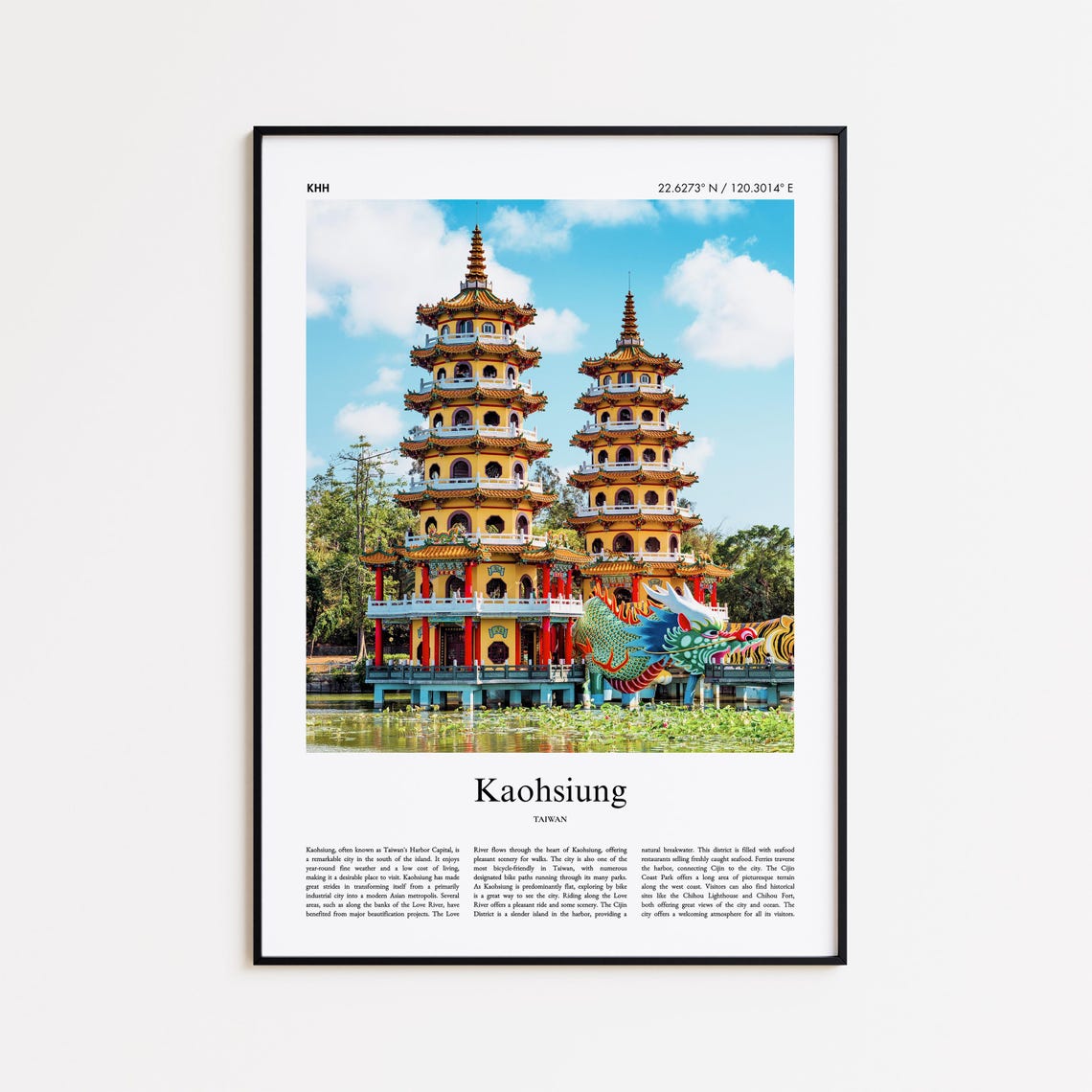 Kaohsiung Taiwan Dragon Tiger Pagodas Colorful Temple Lake Poster