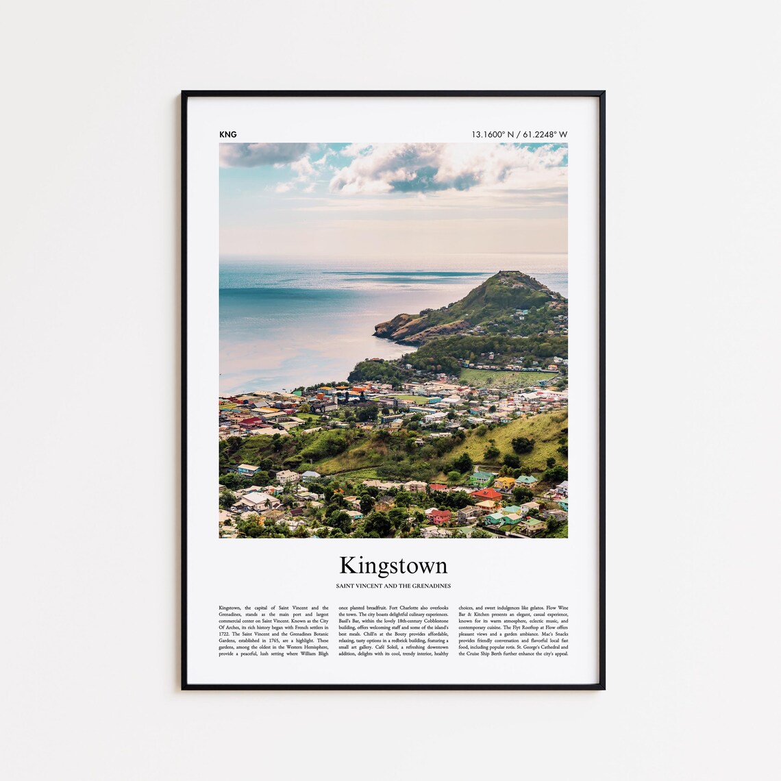 Kingstown Saint Vincent Caribbean Harbor Town Travel Photo Poster