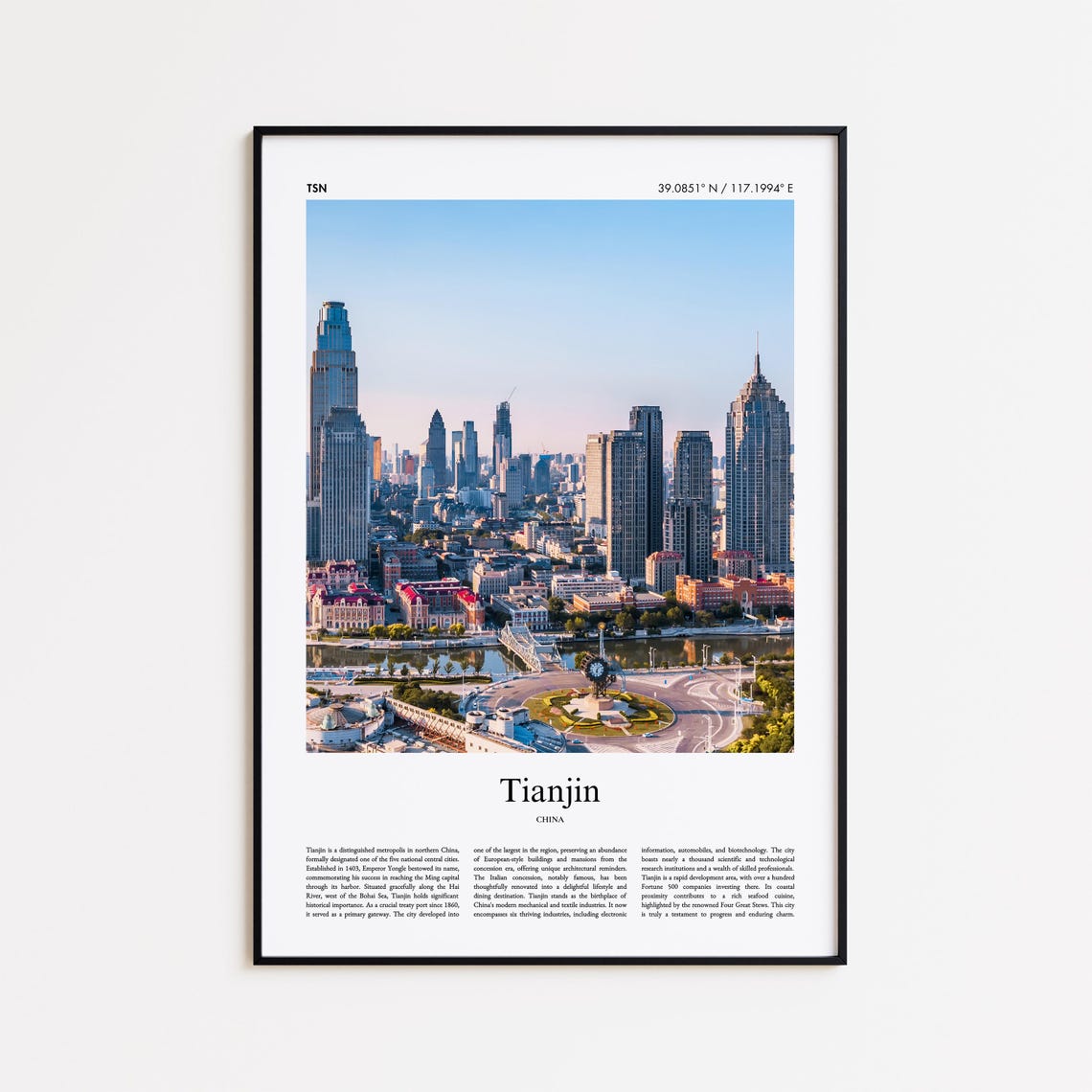 Tianjin China Skyline River Cityscape Travel Photography Poster