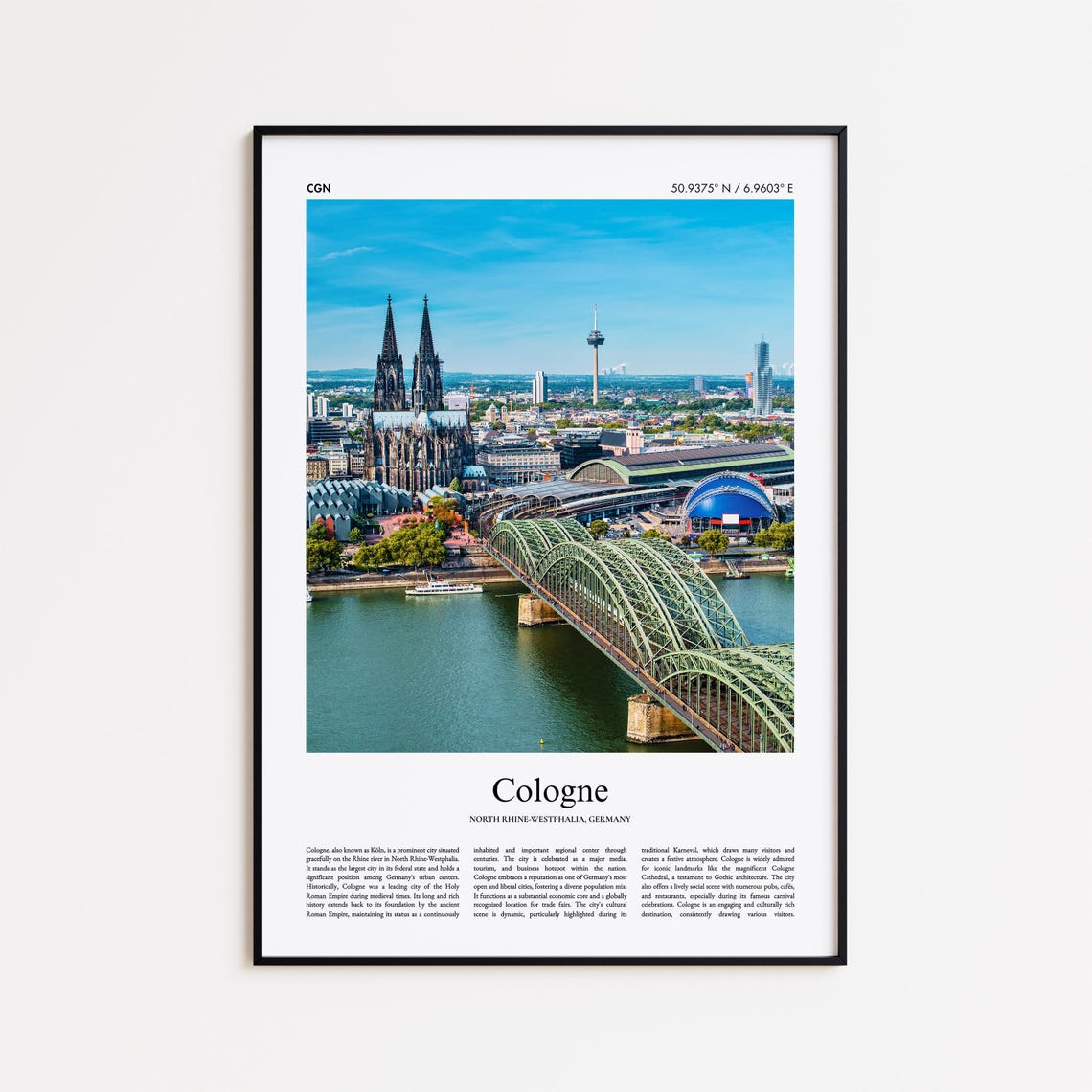 Cologne Germany Cathedral Hohenzollern Bridge Rhine View Poster