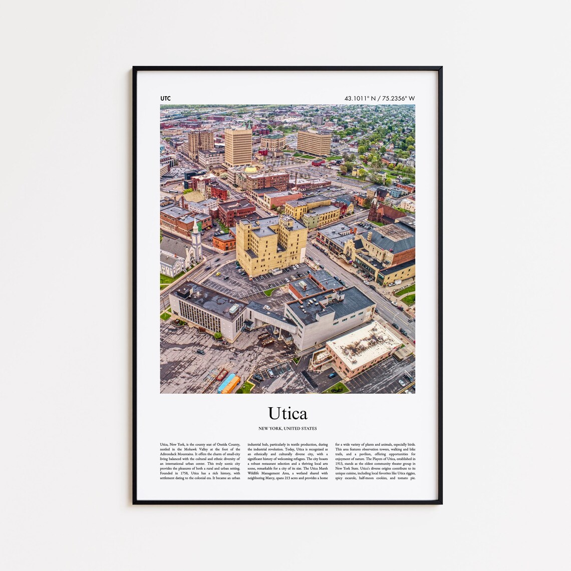 Utica Color Print Travel Poster, New York City