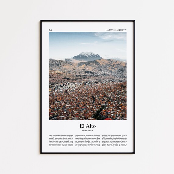 El Alto Color Print Real Photo Poster Travel Gift La Paz Bolivia Minimal City