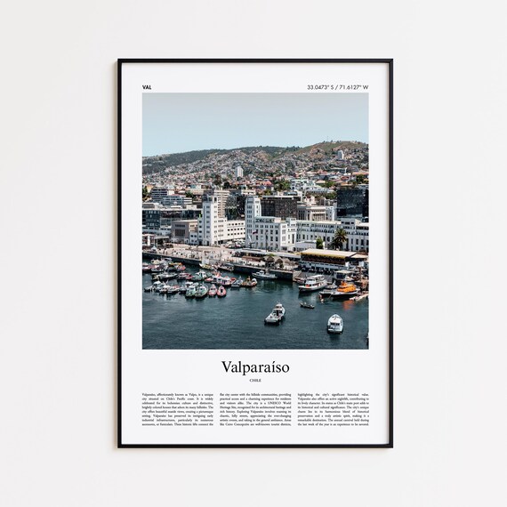 Valparaso Color Print Real Photo Poster Valparaiso Travel Gift Chile Minimal City Wall Art