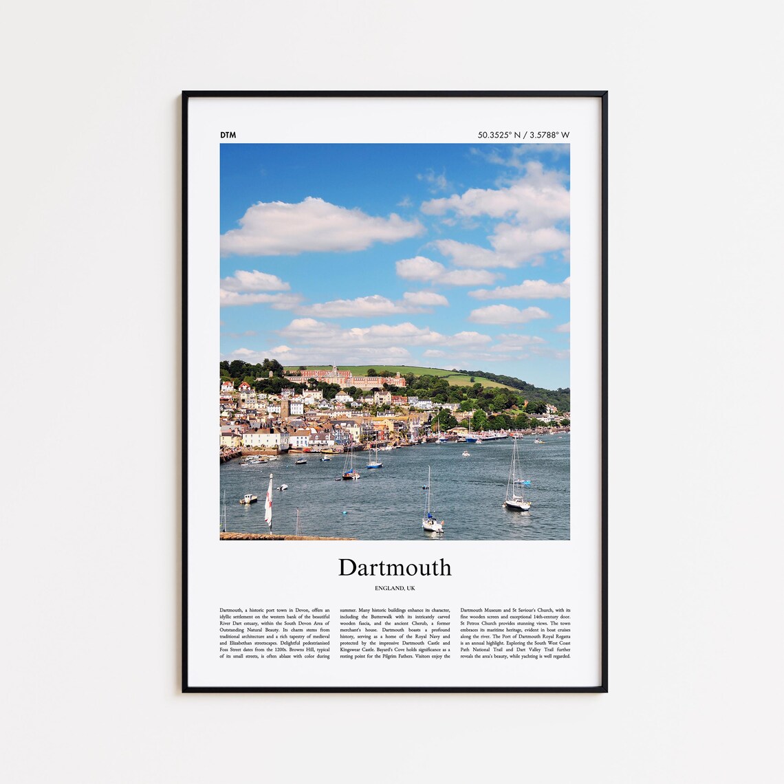 Dartmouth England Harbor Sailing Boats River Town Photo Poster
