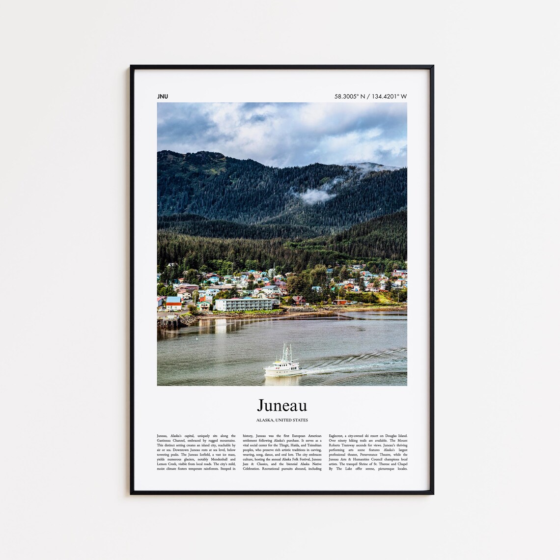 Juneau Color Print Real Photo Poster Travel Gift Alaska United States Usa Minimal City