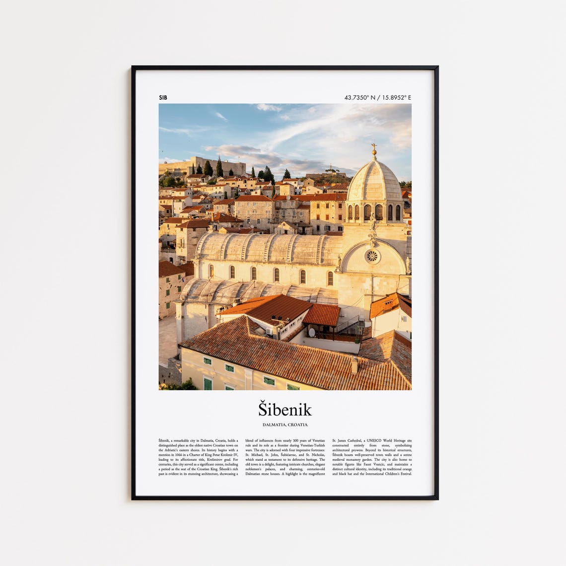 Šibenik Croatia St James Cathedral Old Town Rooftops View Poster