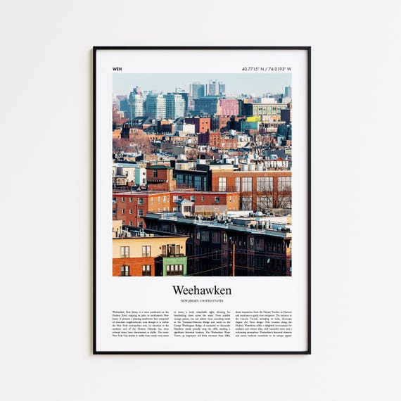 Weehawken Color Print Real Photo Poster Travel Gift New Jersey United States Usa Wall Art