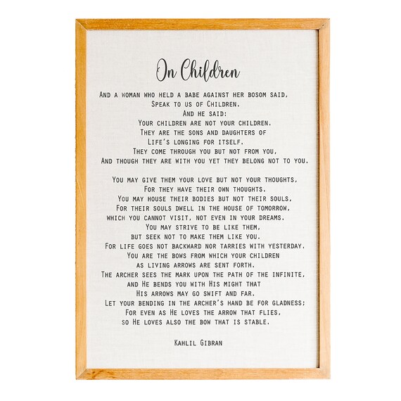 Kahlil Gibran On Children Poem Minimalist Literary Quote Poster