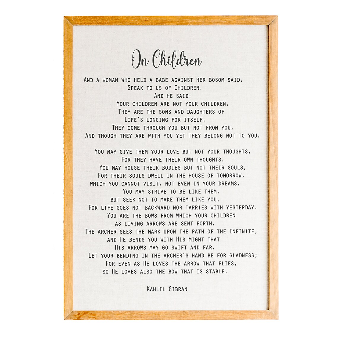 Kahlil Gibran On Children Poem Minimalist Literary Quote Poster
